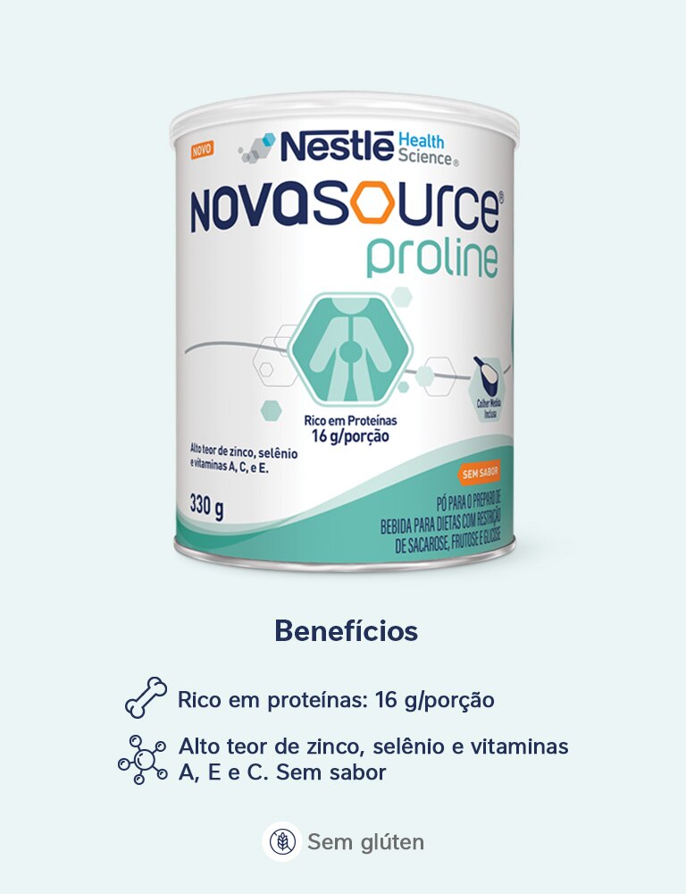 Pó para o preparo de bebida para dietas com restrição de sacarose, frutose e glicose Novasource® Proline Sem sabor 330g