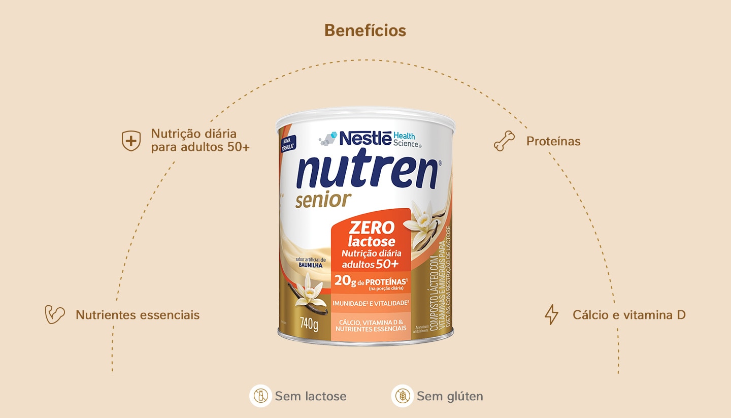 Complemento Alimentar Nutren Senior Zero Lactose Baunilha 740g