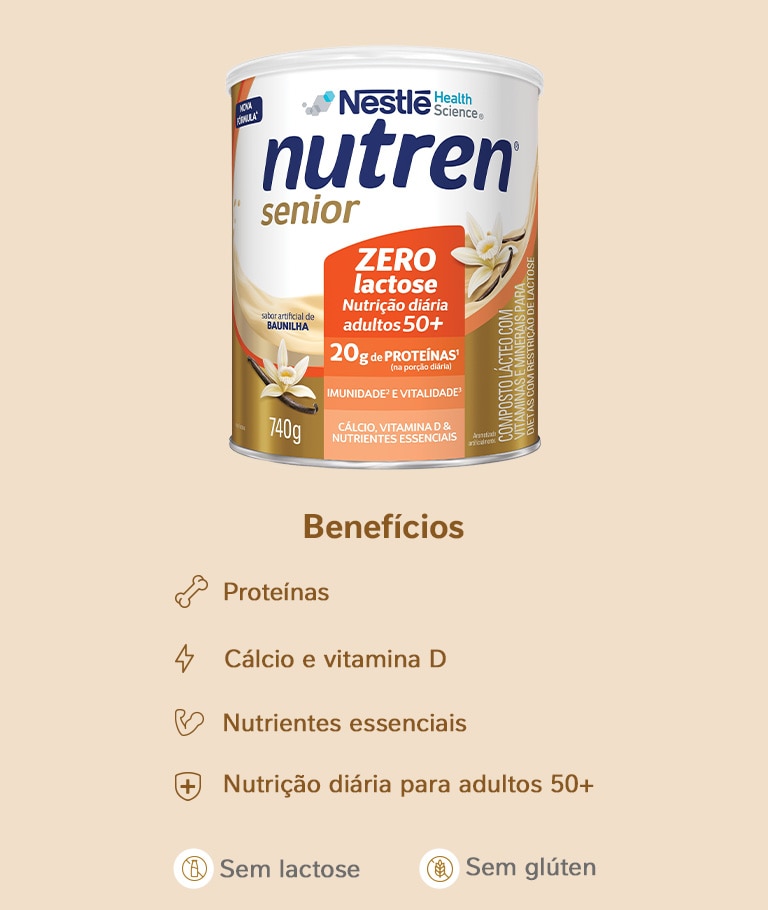Complemento Alimentar Nutren Senior Zero Lactose Baunilha 740g