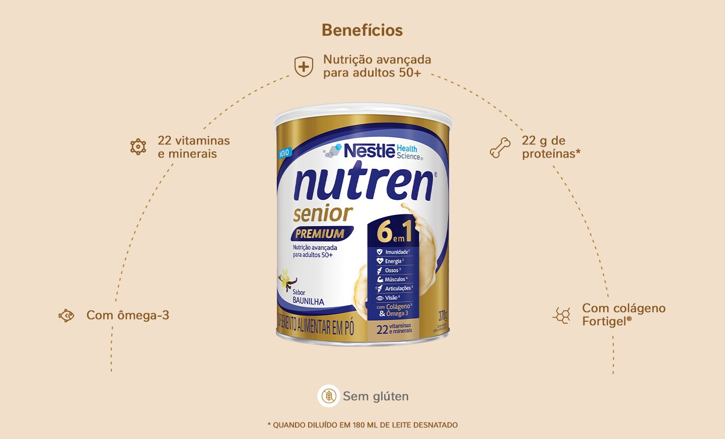 Suplemento Alimentar Nutren Senior Premium Baunilha 370g