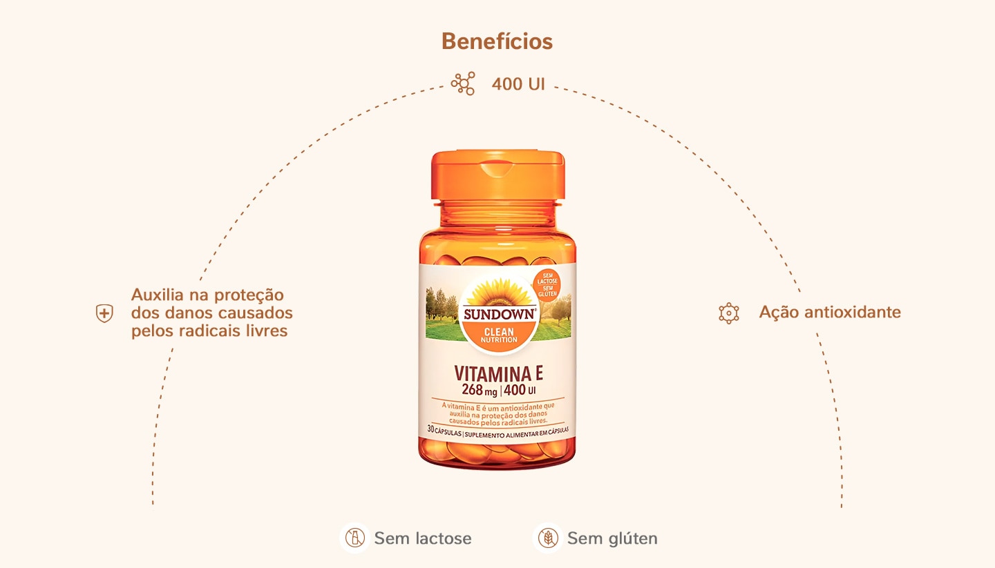 Suplemento Alimentar Sundown Vitamina E 400UI 30 Cápsulas