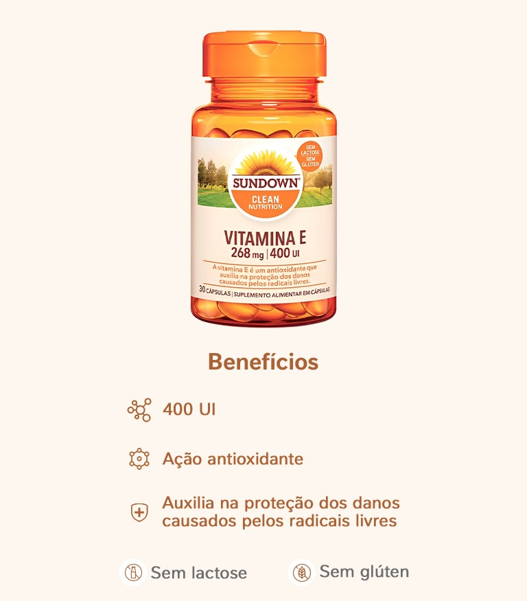 Suplemento Alimentar Sundown Vitamina E 400UI 30 Cápsulas