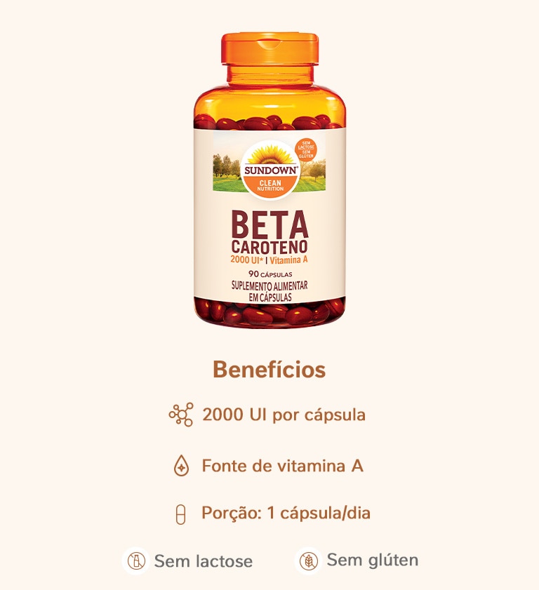 Suplemento Alimentar Sundown Betacaroteno 2.000 UI 90 Cápsulas