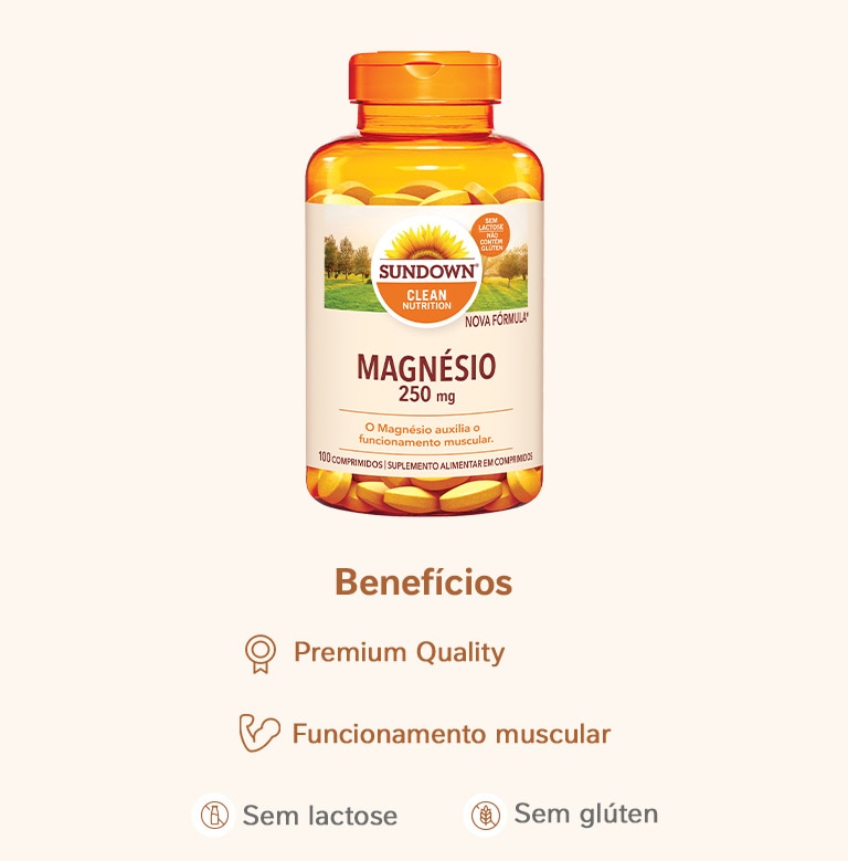 Suplemento Alimentar Sundown Magnésio 250mg 100 Comprimidos