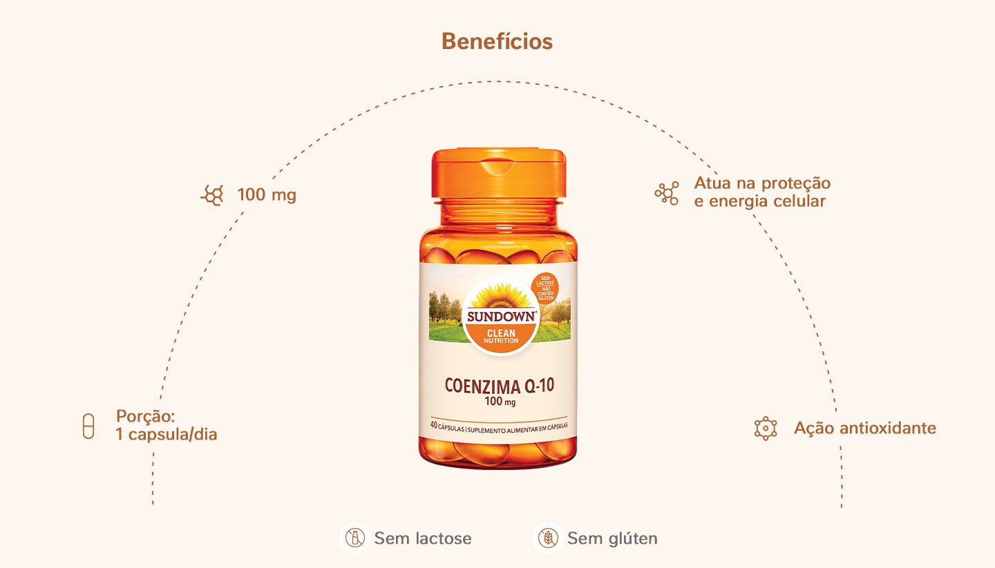 Suplemento Alimentar Sundown CoQ-10 100mg 40 Cápsulas