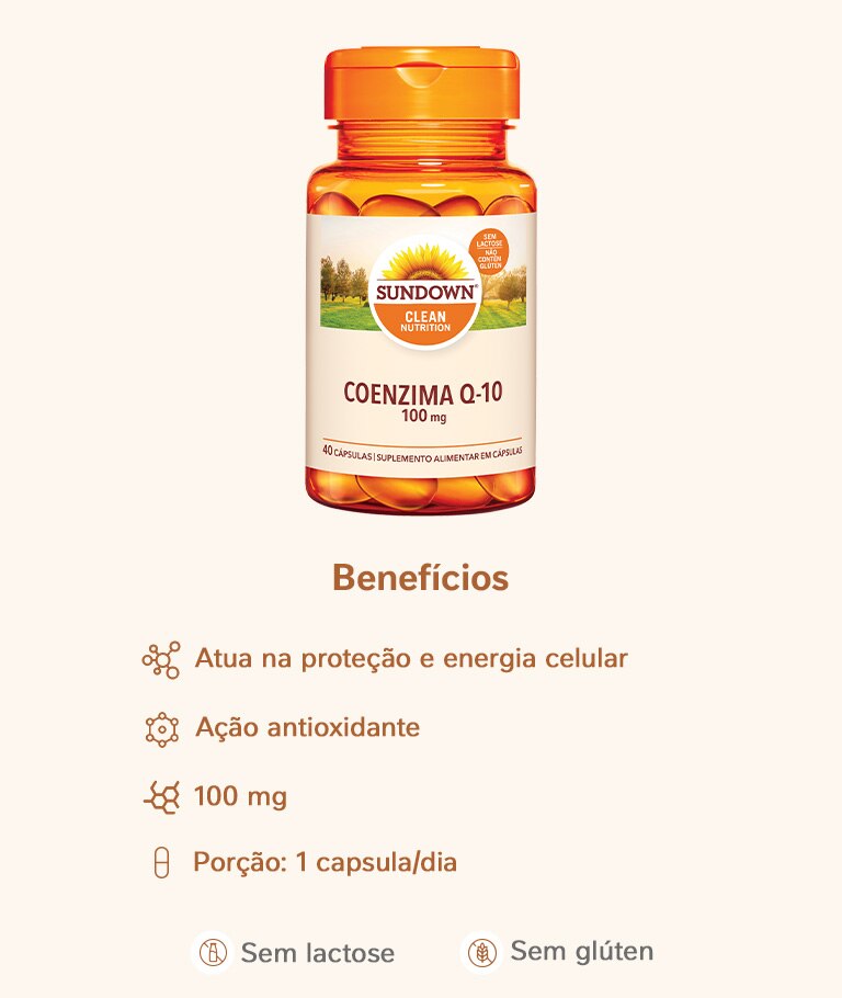 Suplemento Alimentar Sundown CoQ-10 100mg 40 Cápsulas